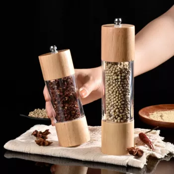 Rubberwood & Acrylic Pepper Grinder: Fresh Flavor, Clean Look